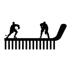 This black-painted steel medal holder features two hockey players in action, providing a stylish and functional piece of wall art. With 15 hooks, it offers ample space for displaying medals or other items. The precise laser-cut design ensures exceptional detail and quality, making it an ideal addition to any sports enthusiast's decor. The dimensions are 18.0 inches wide by 8.5 inches high, crafted from durable steel with a painted black finish.